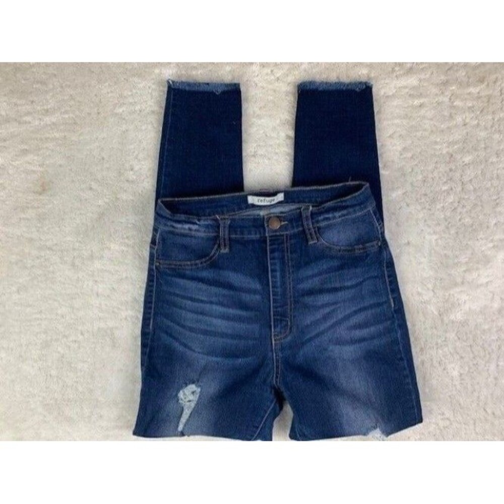 Refuge Size 6 Womens Jeans Skinny Distressed Stretch Dark Wash High Rise - Picture 2 of 5